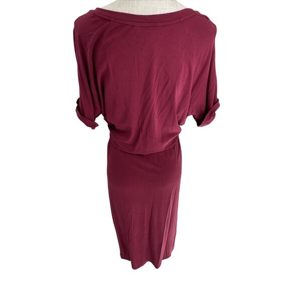 Lauren Ralph Lauren Wine Short Sleeve Boat Neck Midi Dress 1X - Picture 3 of 10